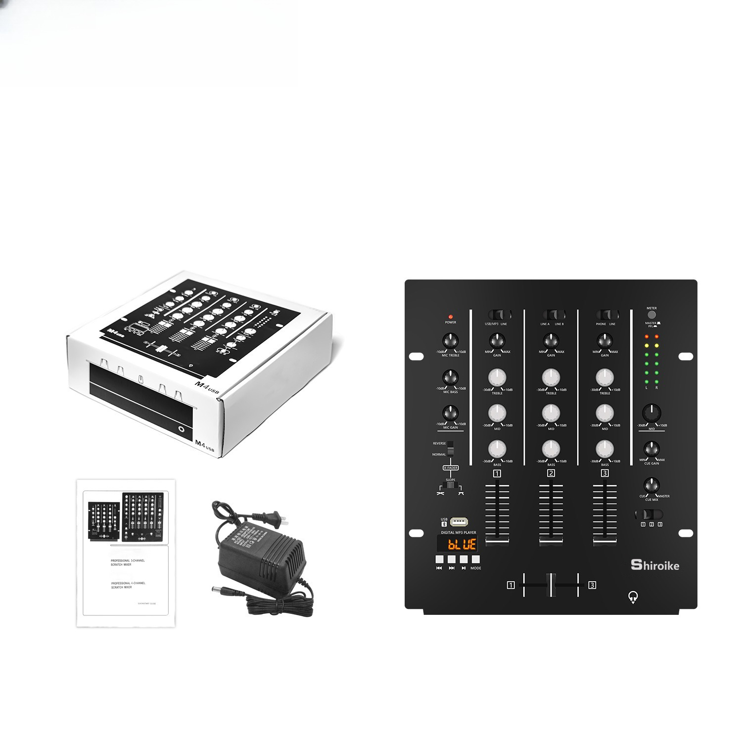 Audio Interface - Mezclador de DJ de 4 Canales,