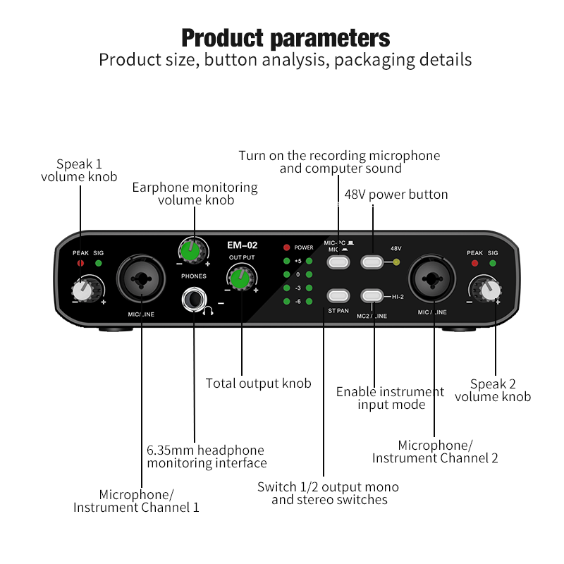 Condenser Microphone Kit - Interfaz de Audio con micrófono, preamplificador