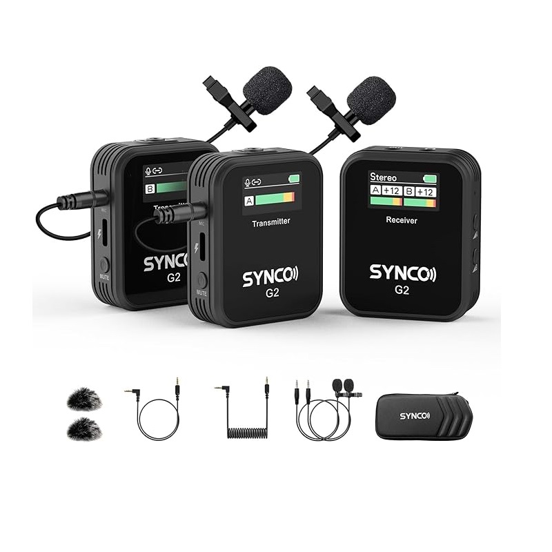 Condenser Microphone Kit - SYNCO Micrófono Lavalier Inalámbrico, Transmisor Dual