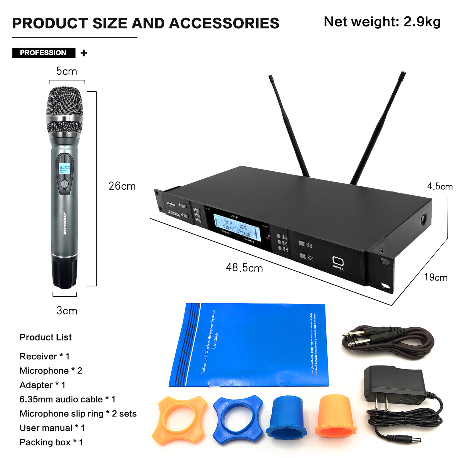 Condenser Microphone Kit - 2026 RV-2 Micrófono de karaoke inalámbrico